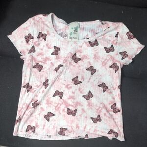 Lily Bleu Pink and White Butterfly Tee